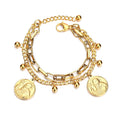 Mixed 9 Designs Stainless Steel Jewelry Multi Layer 18K Gold Plated Bracelet Women