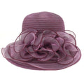 X1636 Luxury Lady Summer Hat Floral Derby Wide Brim with Ruffle for Church Party or Wedding for Outdoor Use