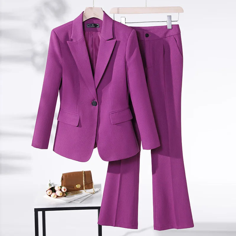 S-4XL Large Size Loose Women's Long Sleeved Professional Suit Formal Office Wear Trousers Suit 2-piece Set Blazers for Ladies