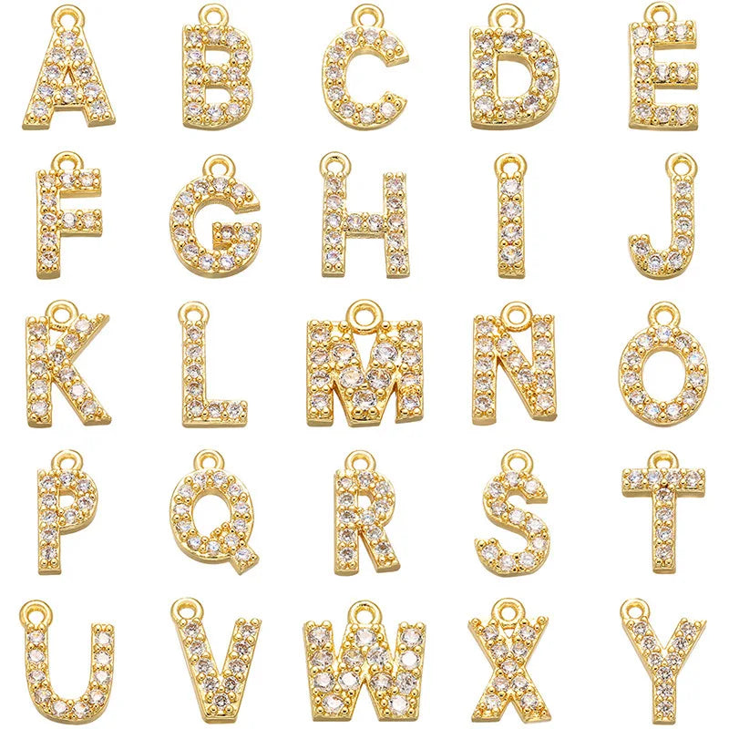 Fashion Luxury Personalize Pendant Jewelry A-Z Gold Diamond Initial Letter Pendant Accessories for Making Necklace Bracelet
