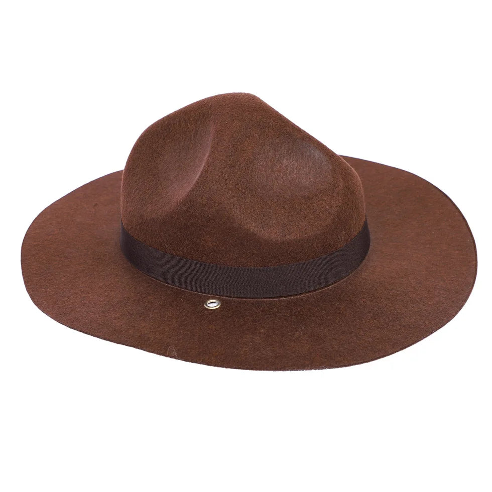 Ready to Ship Party Felt Ranger Hat - Brown Drill Campaign Hat 4 Dent Trooper park ranger hat