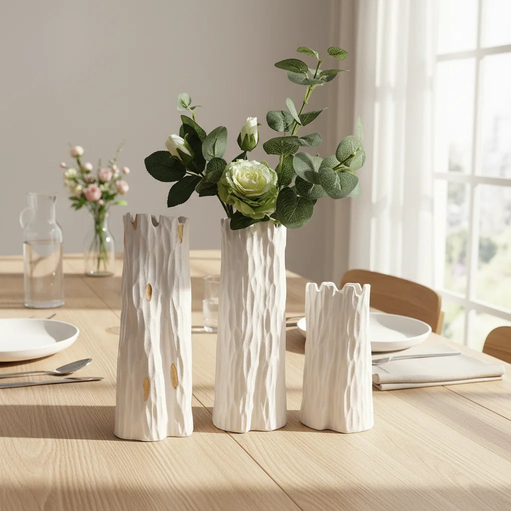 New Design Modern Rustic Organic Decor Minimalist European Style Tabletop Ceramic Vase Pottery Vases for Hotel or Office Decor