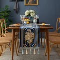 JU-265 Modern Chenille Tassel Flower Rectangle Table Runner