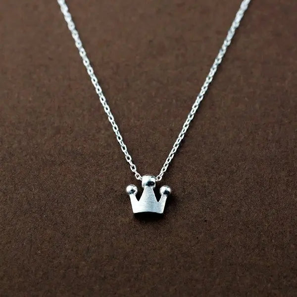 925 Sterling Silver Crown Necklaces Pendants for Women Fine Lady Festival Gift Jewelry