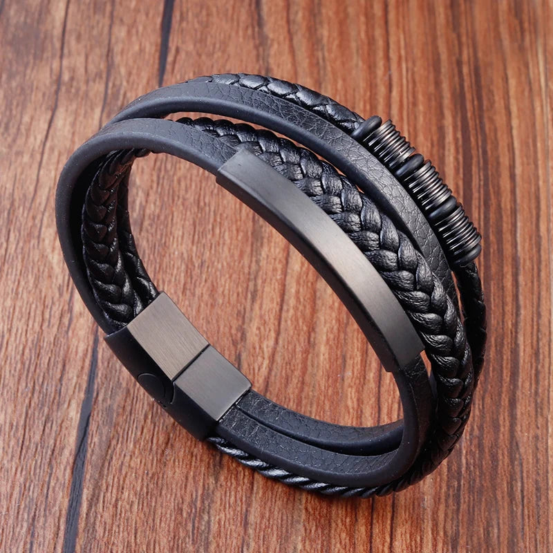 Jesus Christian Leather Bracelet Bangle Men's Black Braided Leather Wrap Bracelets Cross Accessory Charm Wrist Strap