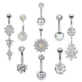 Set Stainless Steel Sunflower Pineapple Belly Piercing Rings CZ Navel Ring Titanium Customized Jewelry for Children's Weddings