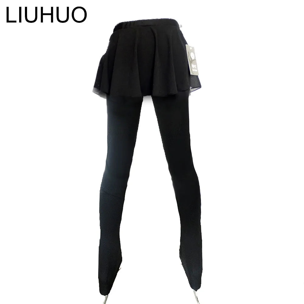 LIUHUO Figure Skating Training Warm Pantynose  for Girl Black Skating Dress Fashion Pants Skirts Peromance Wear