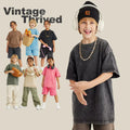 New Fashion Vintage Children's Clothing Set Washed Retro Dark Kids Loose Suit Vintage Children's T-shirt