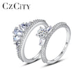 CZCITY Sterling Silver Engagement Rings 925 Stackable Sliver Ladies Tops Stacked Ring Jewelry