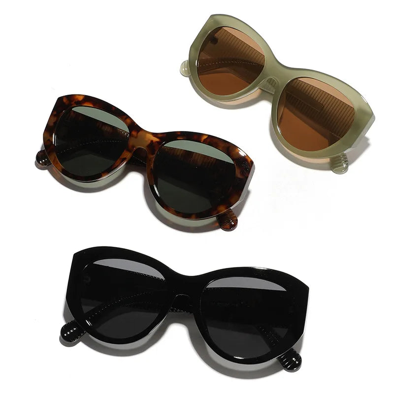 Retro Cat Eye Square Sunglasses for Women Men UV400 Sun Glasses Luxury Designer Bold Street Style Korean Leopard Outdoor Shades