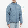 Custom Embroidered logo Stand Collar Full Zip Corduroy Down Puffer Jacket for Men
