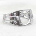 Sterling Silver 9*11mm Semi Mount Men's Ring Frame Empty Blank Claw Setting S925 Base Holder Without Center Stone for DIY Inlay