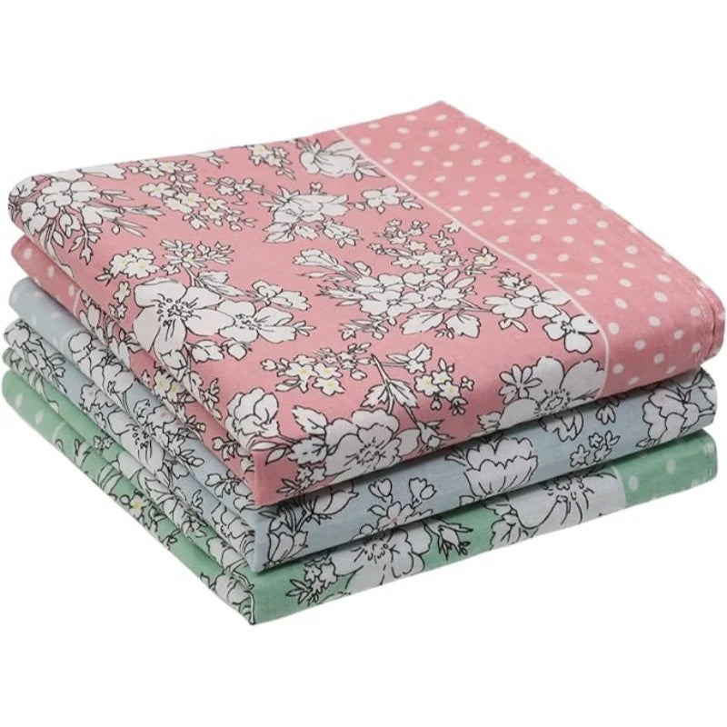Bulk Wholesale Ladies' 45X45cm Premium Soft Cotton Handkerchiefs Flower Printed Vintage Hankies for Women's Gifting Daily Uses