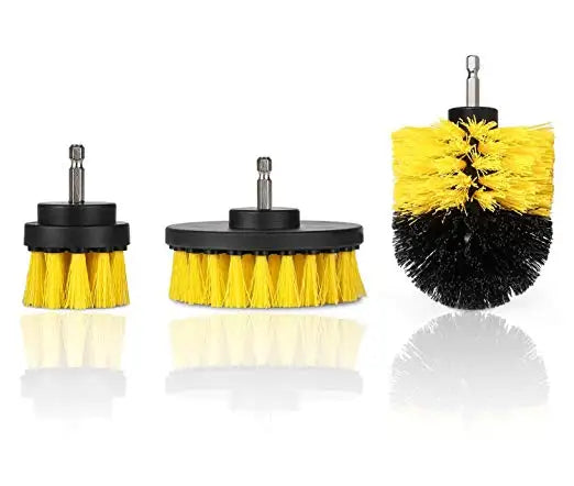 3 Piece PP Drill Scrub Brushes with Steel Handle Cleaning Tool Attachment Kit for Cordless Drills Household & Car Wheel Cleaning