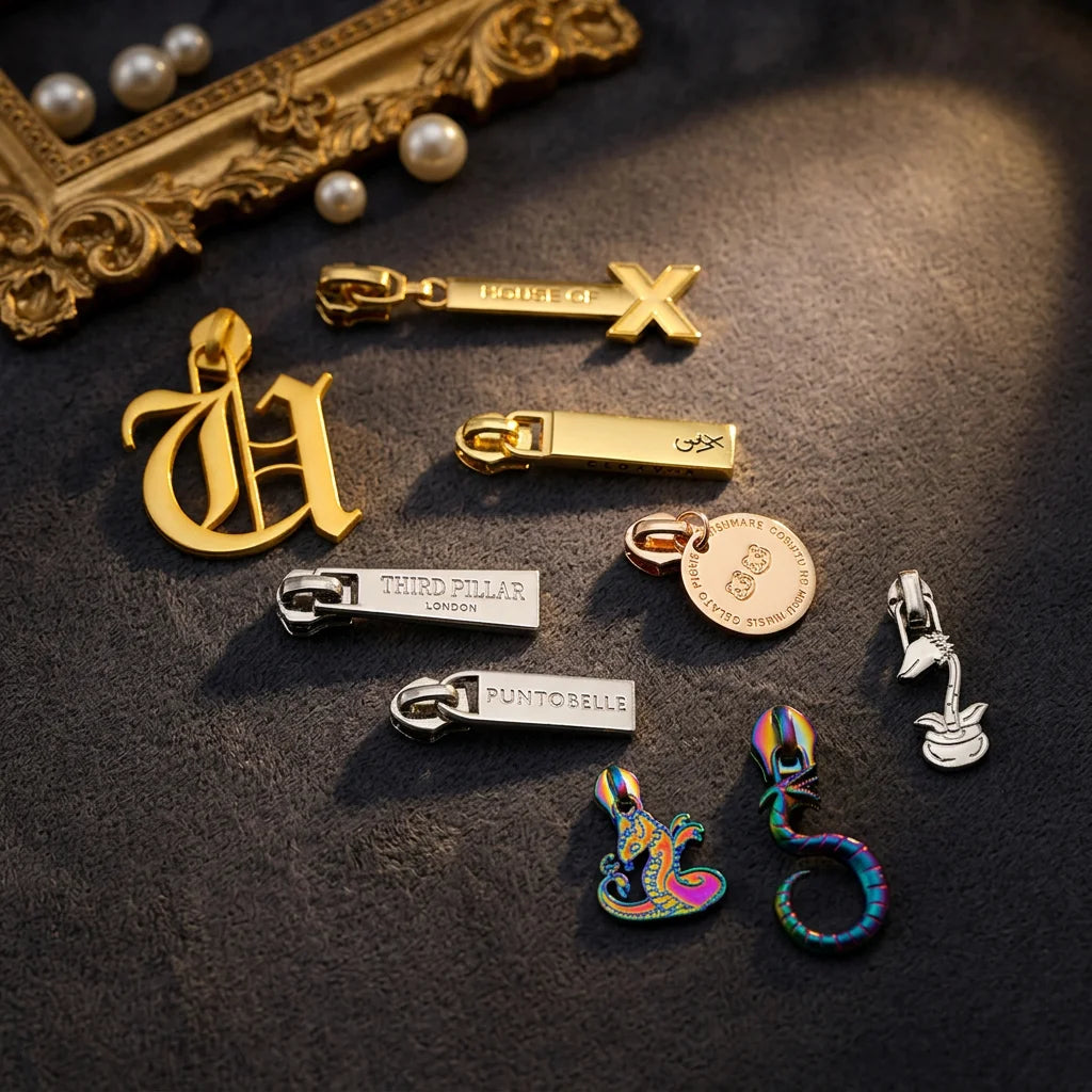 2024 Fashion Cheap Wholesale Custom Metal Brand Zipper Slider Puller Charms for Clothing and Suitcase