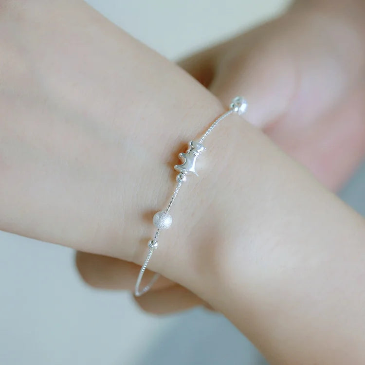 Personality New Art 925 Sterling Silver Jewelry Female Simple Bar Cute Puppy High-quality Popular Bracelet