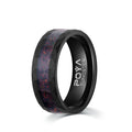 Poya Wholesale Mens Black Fire Opal Inlay Tungsten Carbide Rings With Hammered Edge
