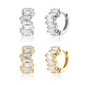 FUAMAY Aretes De Plata 925 Hoop Earrings 18K Gold Plated Asscher Cut Moissanite Zircon Earrings