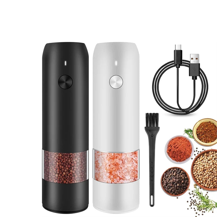 Stainless Steel Pepper Mill Set Rechargeable Electric Salt and Pepper Grinder Set
