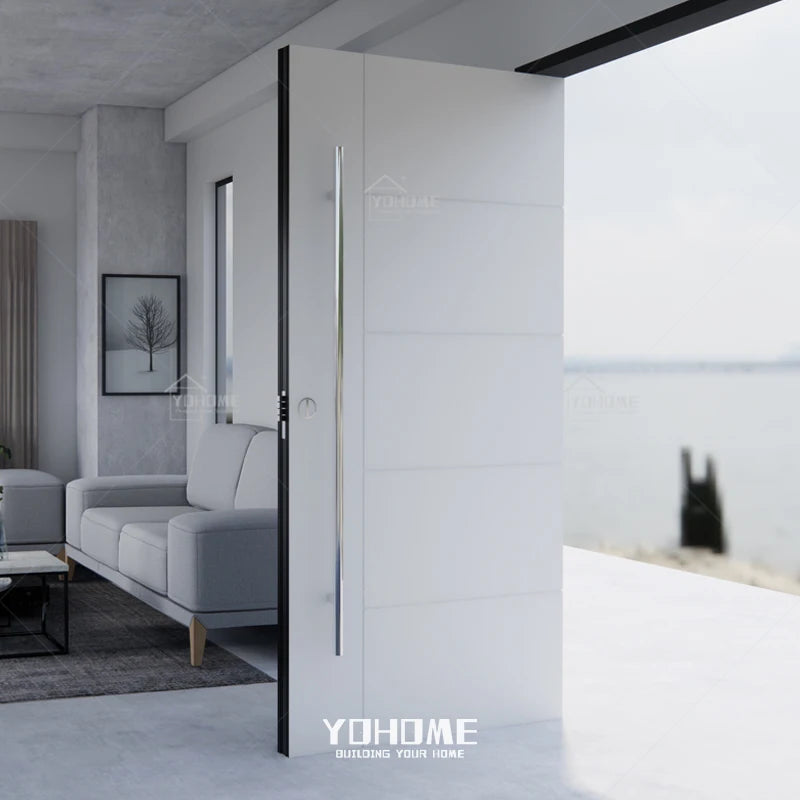 European Modern Entry White Aluminum Pivot Door Aluminum Sheet Metal Entry Doors Aluminium House Main Door