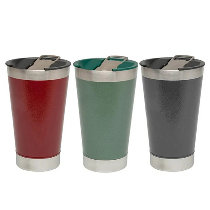 2025 hot selling 16oz insulated stainless steel cup beer cup with opener lid coffee cups travel mug custom logo