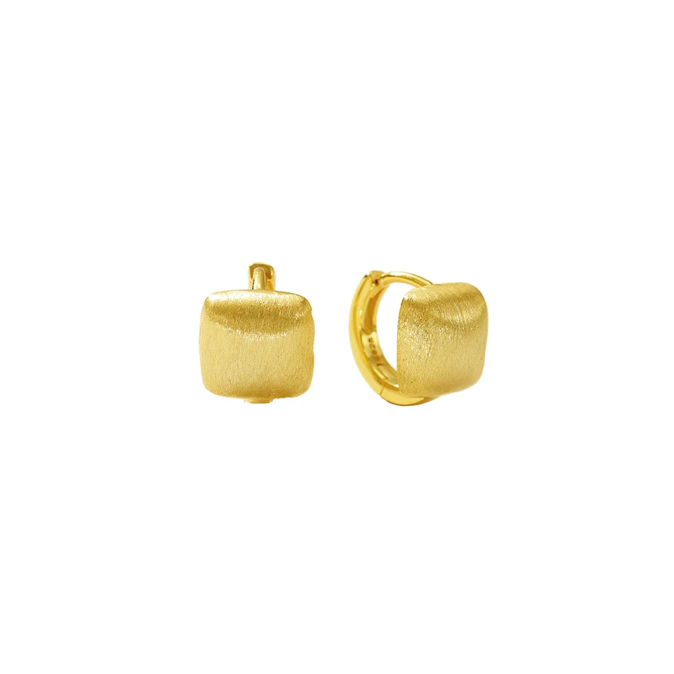 Nagosa Wholesale Price 18k Gold Vermeil Jewelry 925 Sterling Silver Brushed Finish Square Hoop Earrings