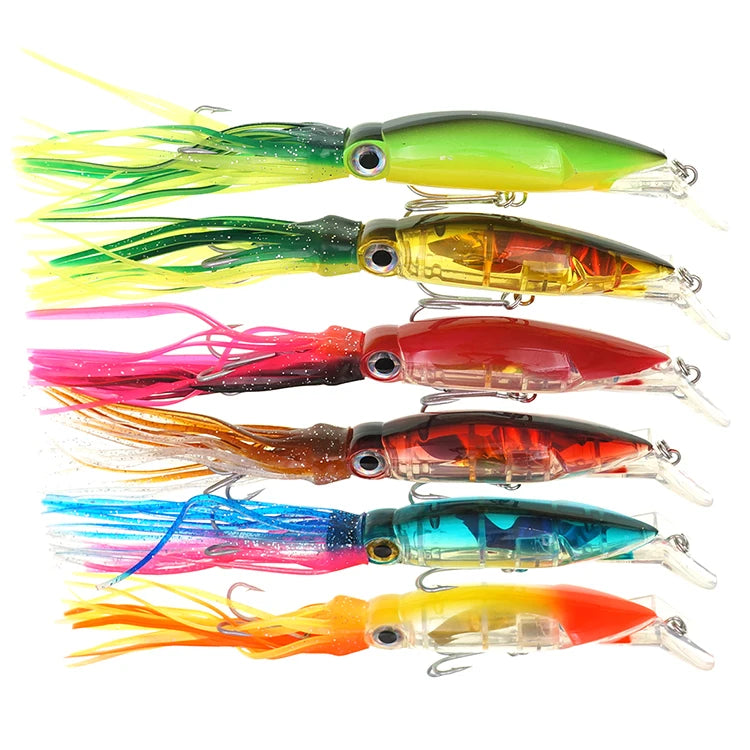 Wholesale 14cm 40g Lifelike Octopus Squid Fishing Lures Soft Saltwater Artificial Bait with Treble Hook for Trolling Jigging