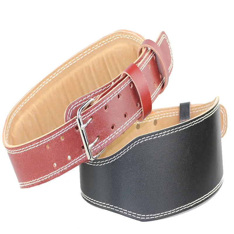 2025 Custom Logo Cowhide Gym Dipping Belt Wholesale Fitness Adjustable Leather Back Support Foam Padding for Weightlifting
