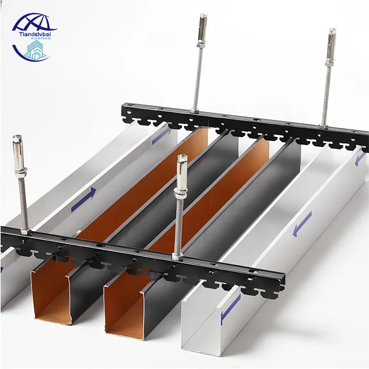 Competitive Price Aluminum Baffle Ceiling Wood Finish Ceilings System Metal Decorative Suspended Wooden Grain Ceiling Tiles