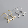 New Trendy White Shell Stone Whale Dolphin Tail Stud Earrings 18k Gold 925 Sterling Silver Summer Seaside Earrings