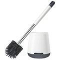 Toilet Brush and Holder Set for Bathroom Toilet Bowl Brush Head with Silicone Bristles and Stainless Steel Handle