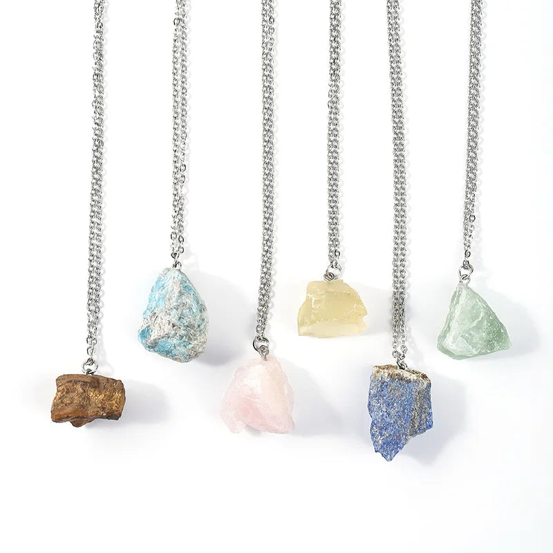 Irregular Shape Natural Gem Raw Stone Original Birthstone Pendant Necklace