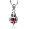 Vintage Skull Clasp Garnet Red Gemstone Fashion Necklace Ruby Pendant for Father's Day Gift Jewellery