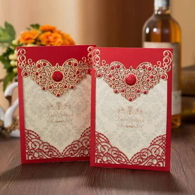 Royal Wedding Card Design Luxury Wedding Invitation and Red Color Laser Birthday Invitation Cards