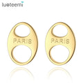 SP-LAM Ladies Gold Design Stainless Steel Letter Jewelry Woman Designer Earring Stud