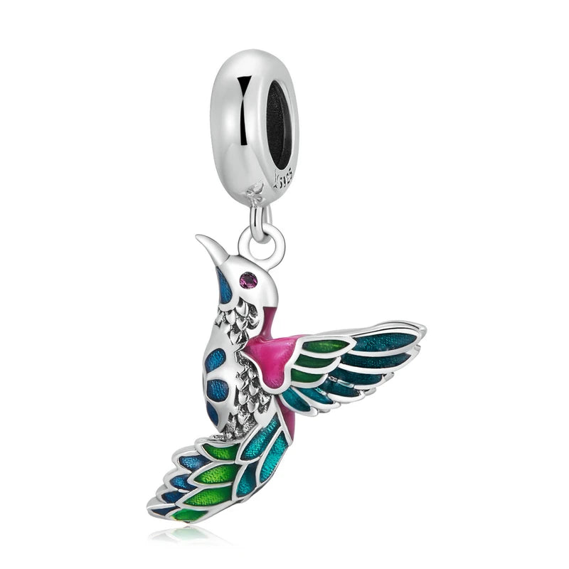 Kingfisher Bird Pendant 925 Sterling Silver Blue Enamel Charm for Bracelet Dainty Fine Jewelry Gift for Women DIY SCC2126