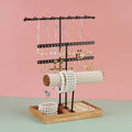 K048 Hot Necklaces Bracelets Earrings Ring Holder Jewelry Organizer Display Rack Wooden Jewelry Display Stand With 4 Tier Rack