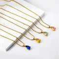 Custom Dainty Women Geometric Charm Necklace Gold Plated Crystal Water Drop Pendant Necklace