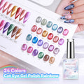 HONEY GIRL Private Label 9D Crystal Cat Eye Set 24 Colors Gel Polish in 15ml Volume Magnetic cat Eye Gel Polish Set