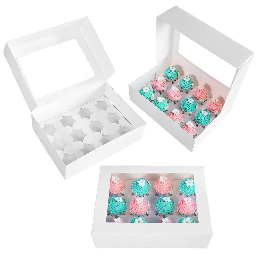 Custom Cardboard Lid and Base 461224 Cupcake Box and Packaging Paper Box Cupcake Box with Window