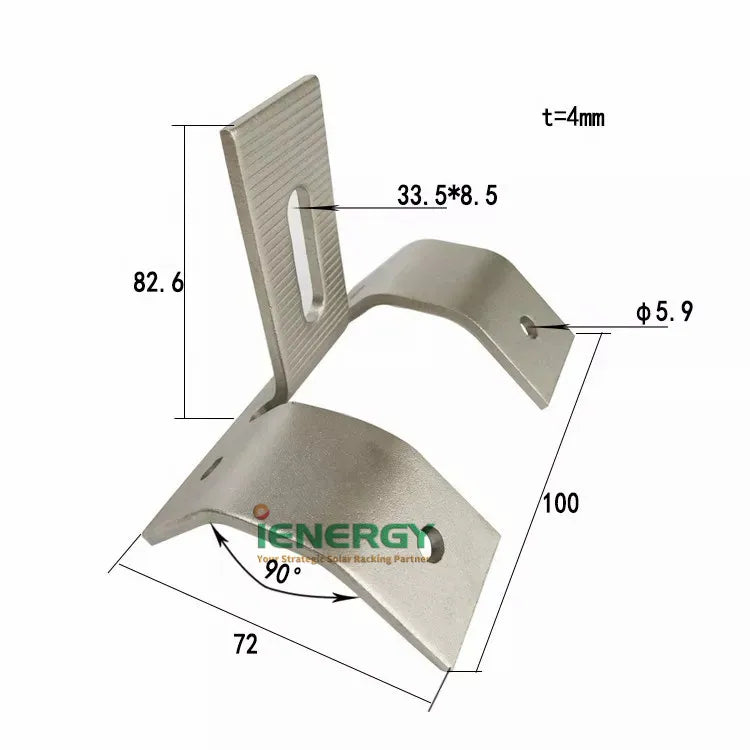 Solar Photovoltaic Project Installation Clamp for Trapezoid Style Metal Roof Mounting Bracket
