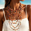Boho Beaded Necklace Multi Strand Gemstone Chips Layered Statement Necklace Gold Plated Necklaces Jewelry For Women Wholesale MegaBDM