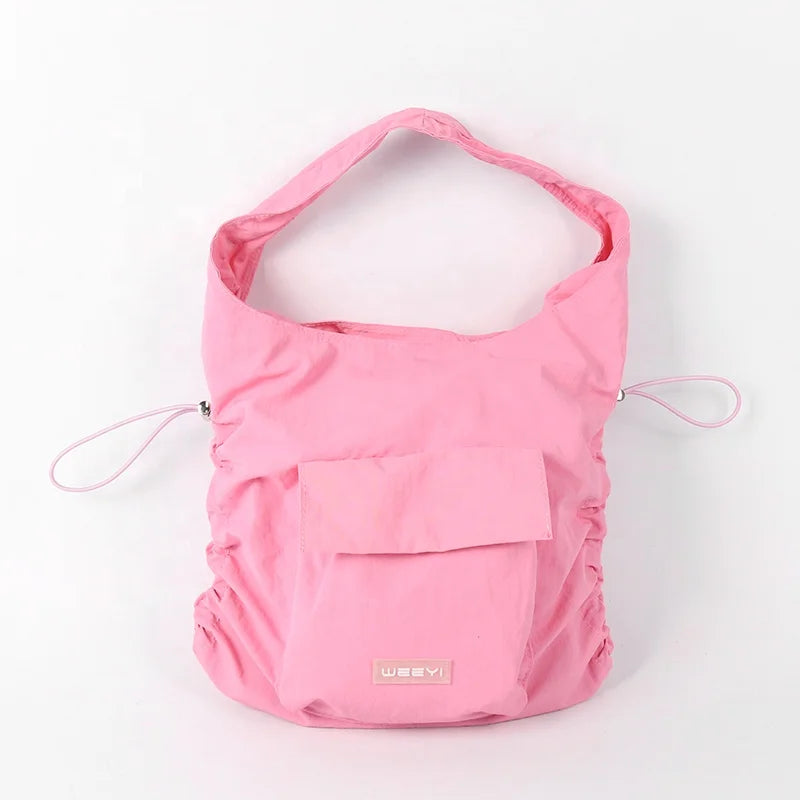 CHANGRONG ODM Customizable Women's Nylon Shopping Tote Bag Lightweight Zipper Closure Silicone Soft Logo Print One Polyester