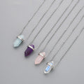 SS226 Crystal Piont Gemstone Wand Sterling Silver rainbow Moonstone Fine Jewelry Crystal Necklace for Women