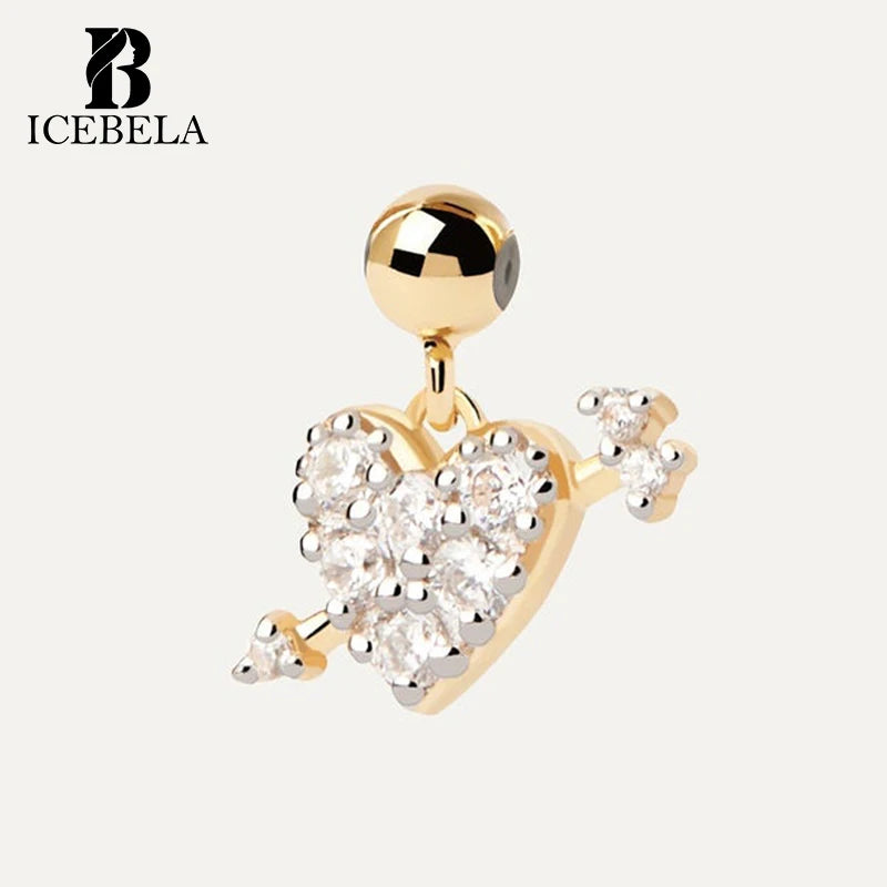 Wholesale Fine Jewelry Designer 925 Sterling Silver Unique Zircon Cupid's Arrow Heart Shape Charms Pendant for Necklaces