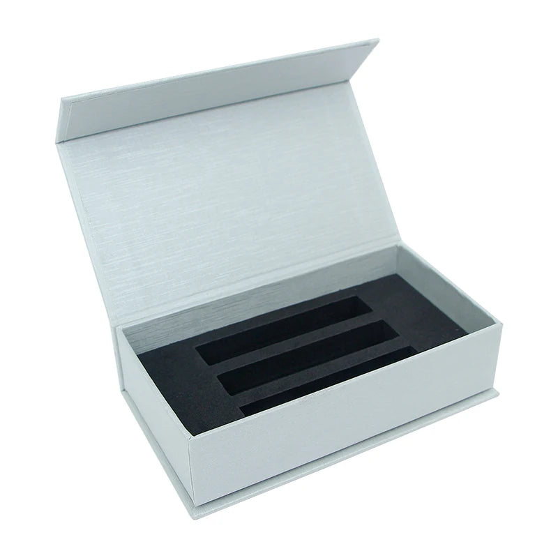 Custom Logo Magnetic Gift Box for Earbuds Packaging Book Shaped with Lever Closure 2mm Thickness Matt Lamination Sponge Liner