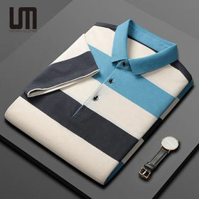 Liu Ming New Brand Designer Man Summer Clothing 95% Cotton Stripe Regular Short Sleeve Business Casual Tops Shirt