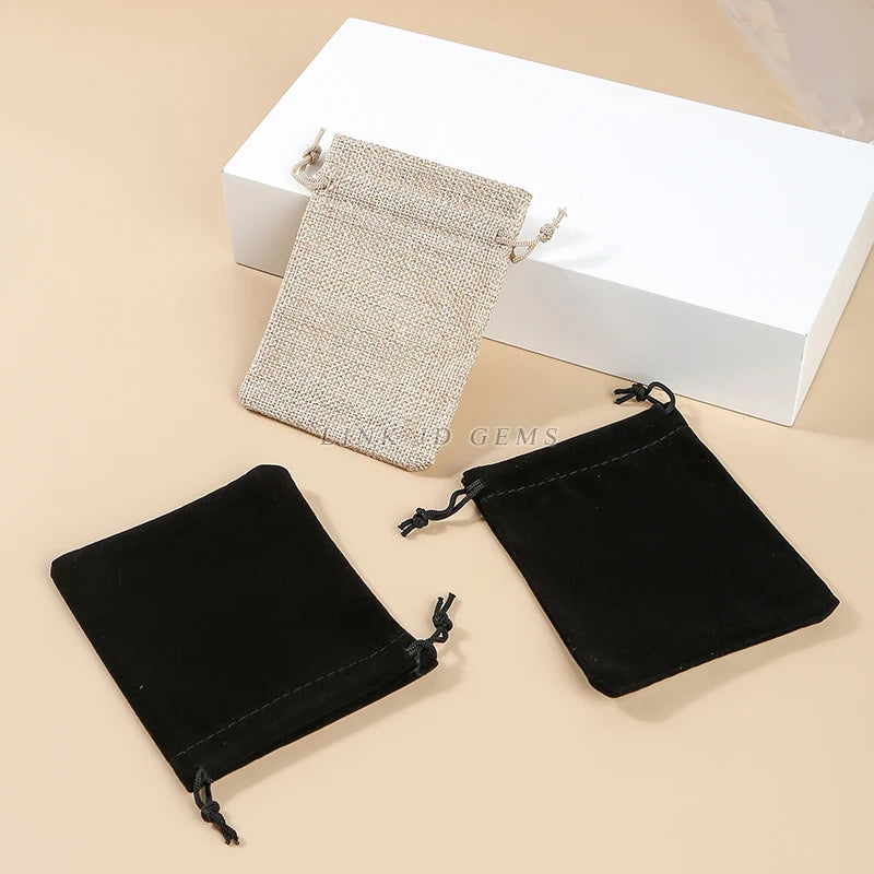 JD GEMS Wholesale Custom Logo Black Flannel Velvet Pouch Gift Drawstring Bag Packaging Velvet Jewelry Pouch
