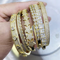 Real 18K Plated Bright Gold Bangles Zirconia Women Jewelry Multi Design CZ Crystal Bangles