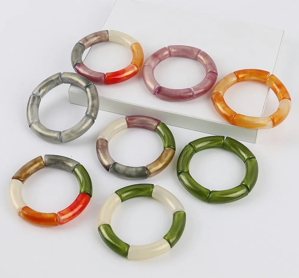 Colorful Acrylic Curved Tube DIY Handmade  Charm Bracelet for Men Women 2023 Jewelry